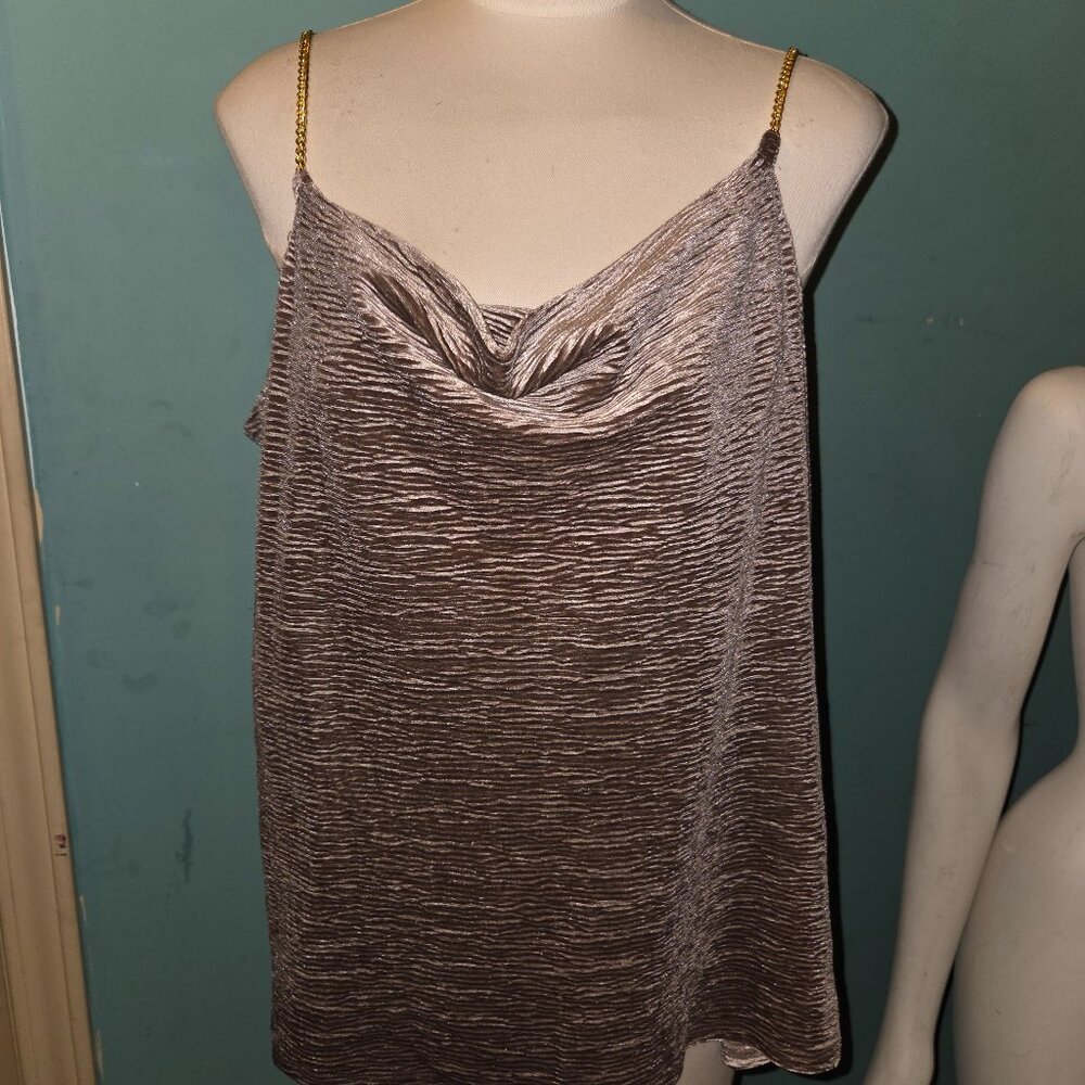 NWT SZ 1 X WILLOW GOLD METALLIC RUCHED HALTER TOP